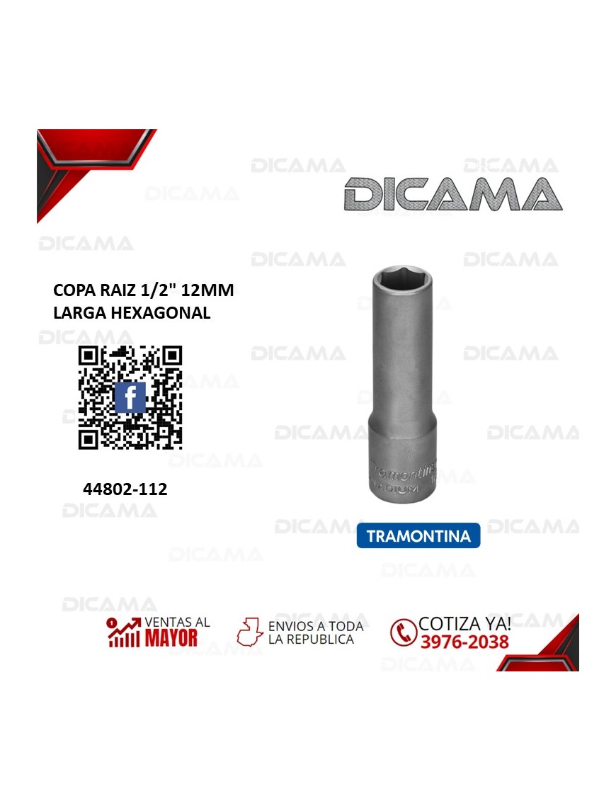 COPA RAIZ 1/2" 12MM LARGA HEXAGONAL