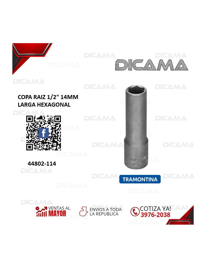 COPA RAIZ 1/2" 14MM LARGA HEXAGONAL