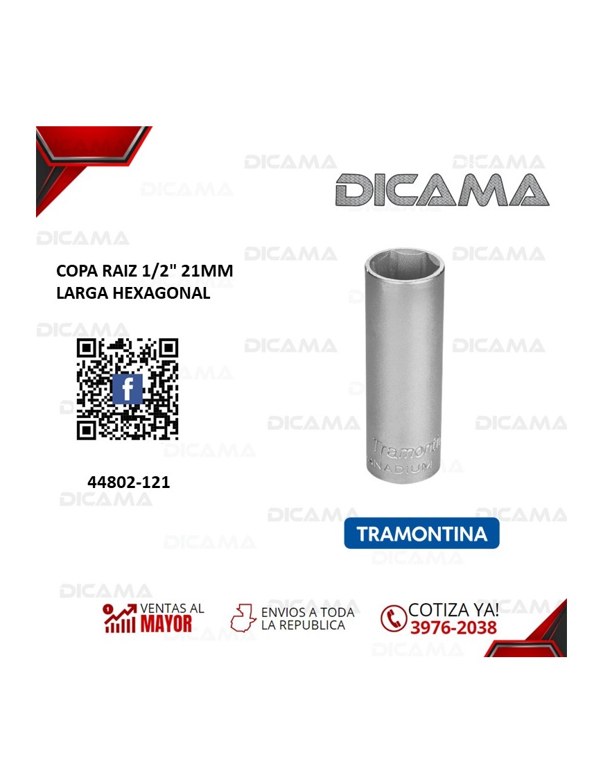 COPA RAIZ 1/2" 21MM LARGA HEXAGONAL