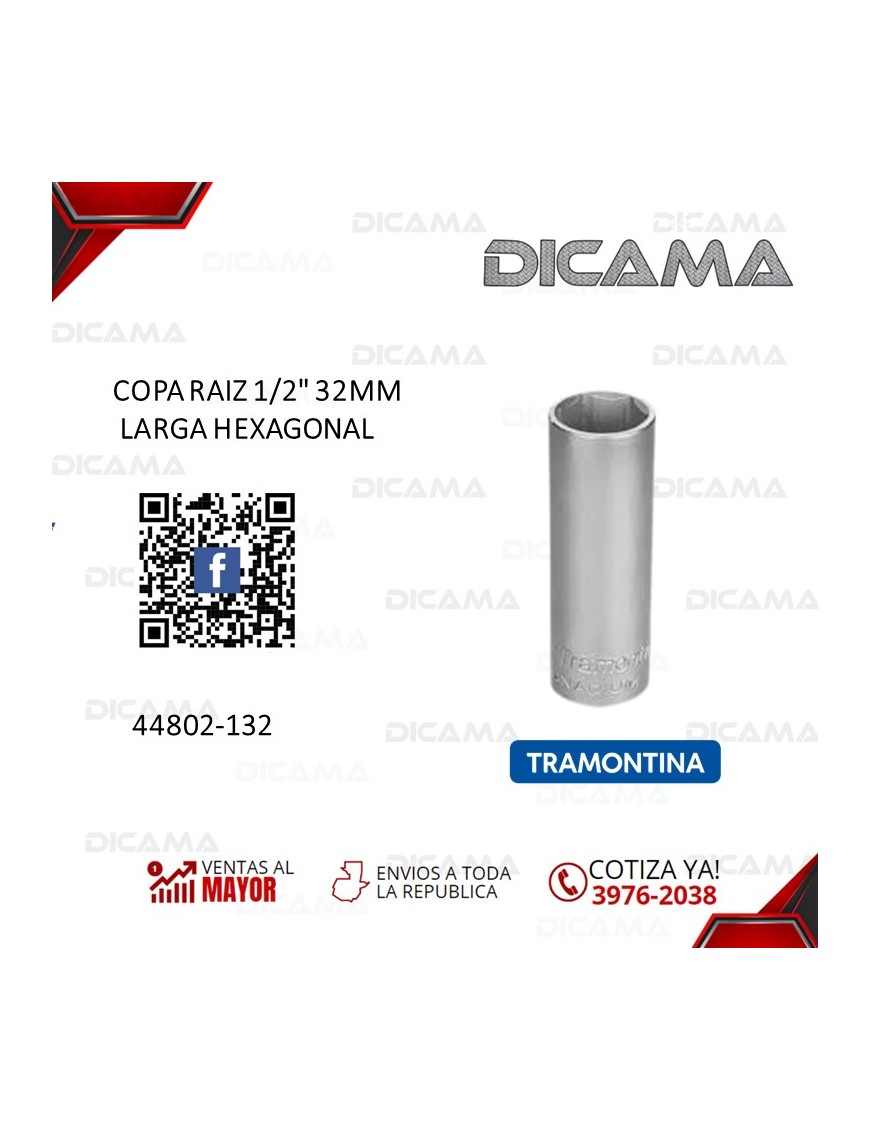 COPA RAIZ 1/2" 32MM LARGA HEXAGONAL