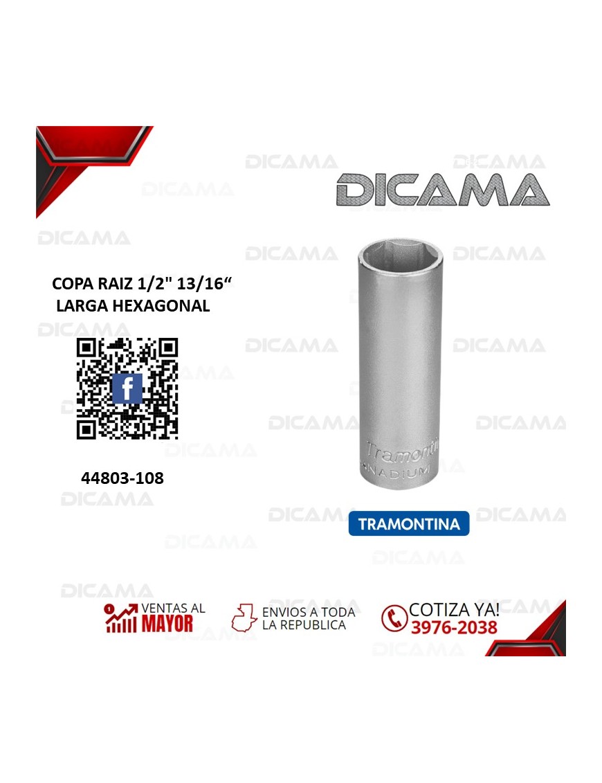 COPA RAIZ 1/2" 13/16" LARGA HEXAGONAL