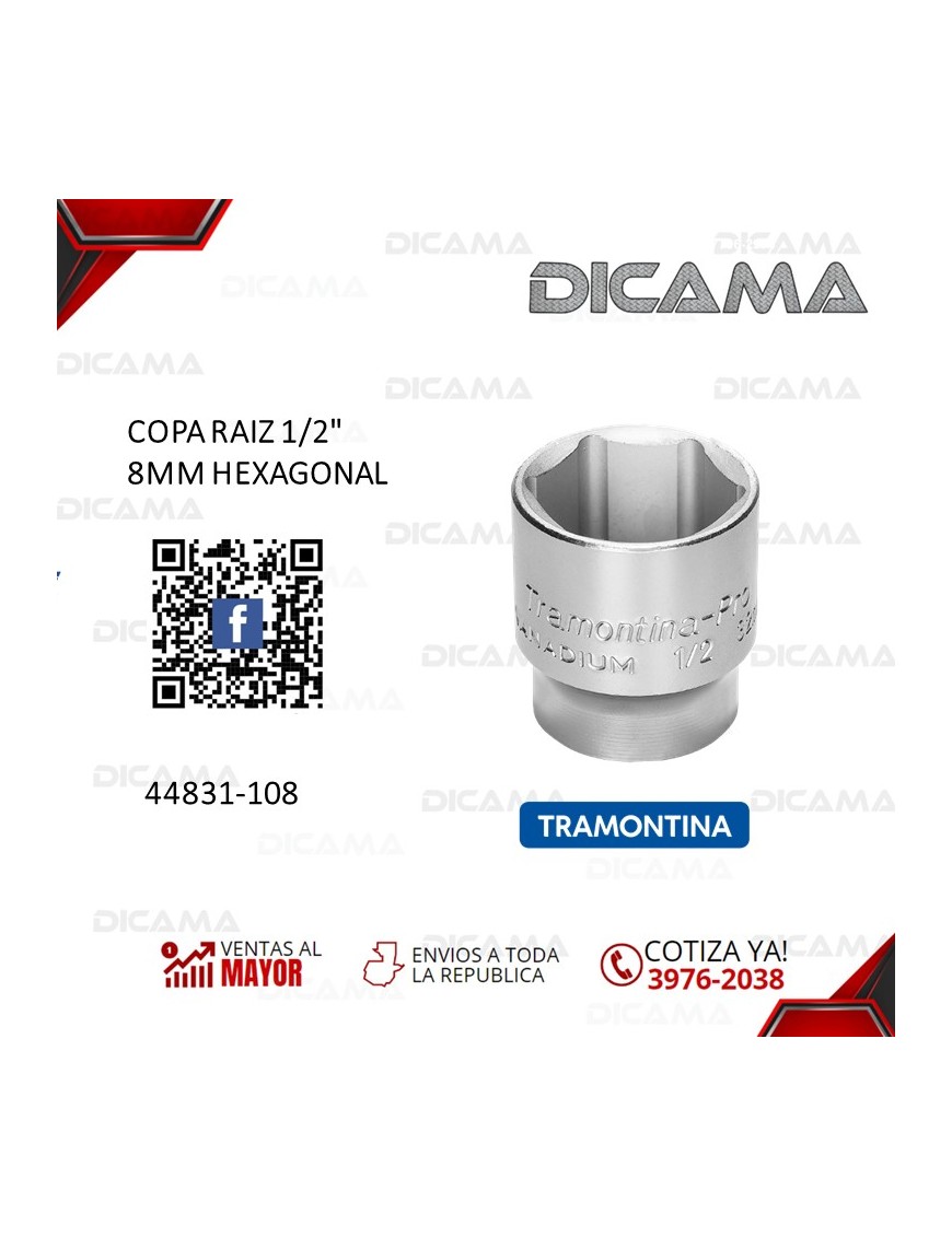 COPA RAIZ 1/2" 8MM HEXAGONAL
