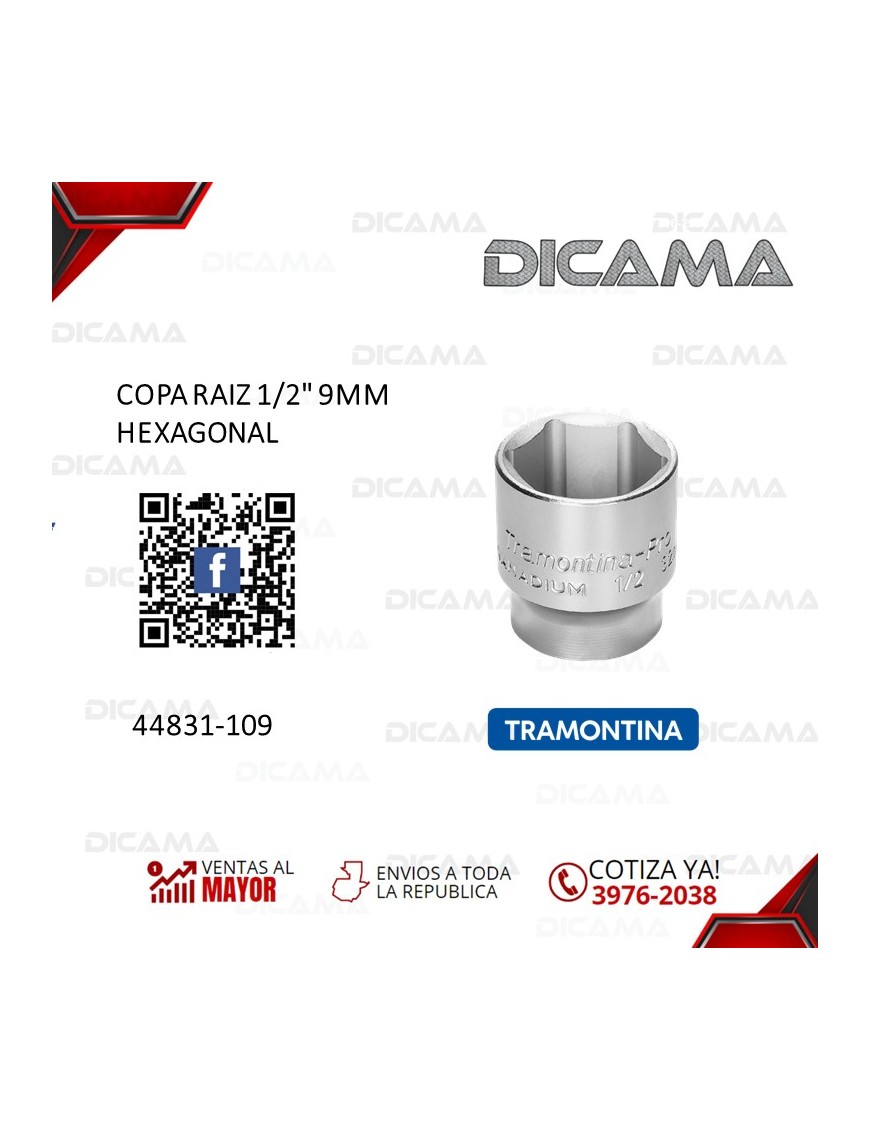 COPA RAIZ 1/2" 9MM HEXAGONAL