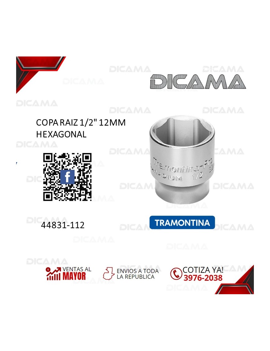 COPA RAIZ 1/2" 12MM HEXAGONAL