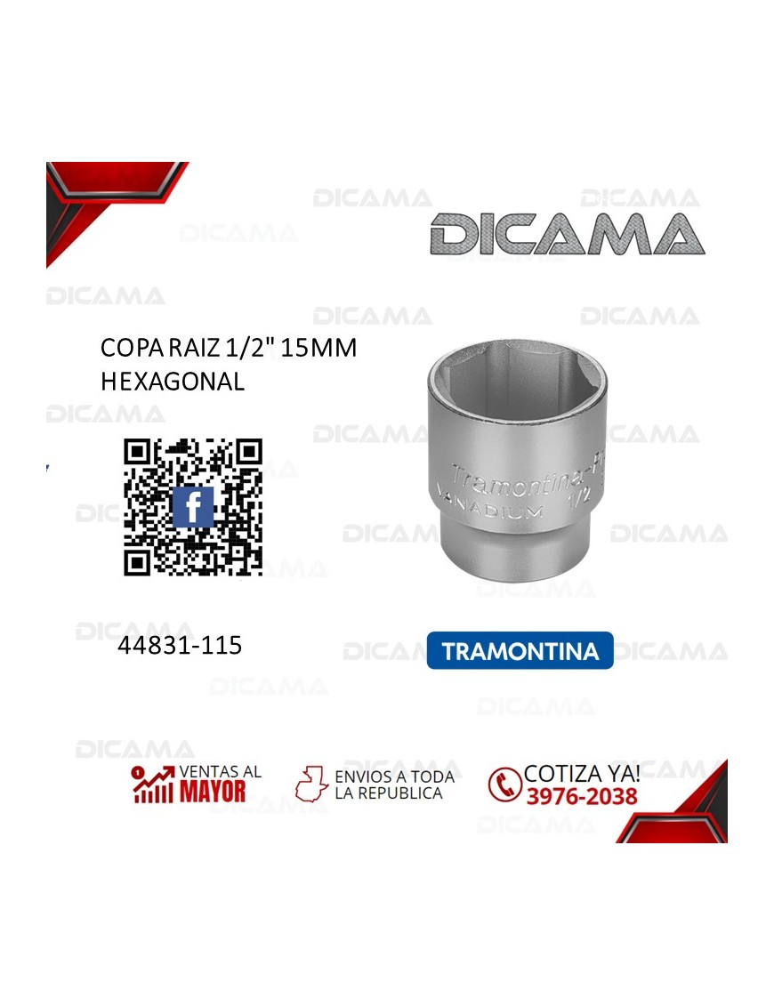 COPA RAIZ 1/2" 15MM HEXAGONAL