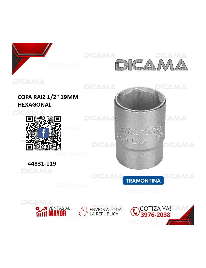 COPA RAIZ 1/2" 19MM HEXAGONAL