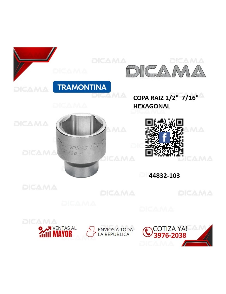 COPA RAIZ 1/2"  7/16" HEXAGONAL