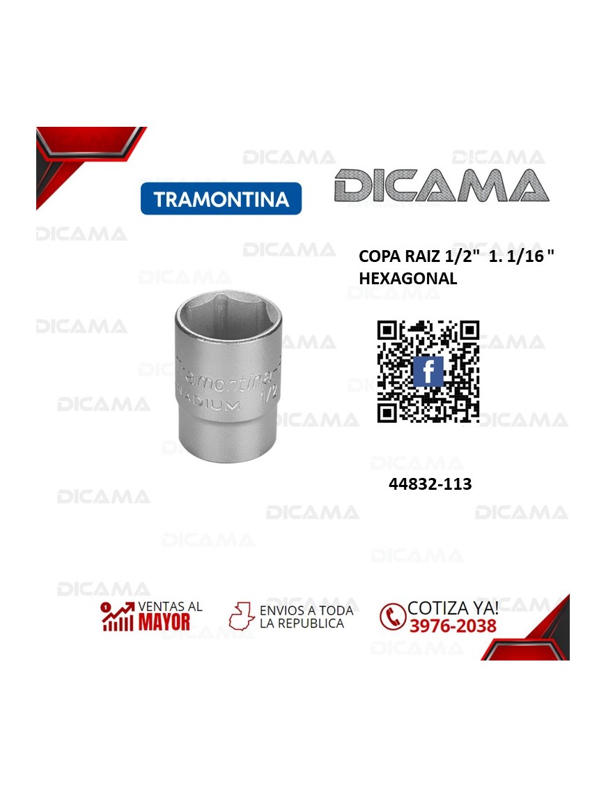 COPA RAIZ 1/2"  1. 1/16 " HEXAGONAL