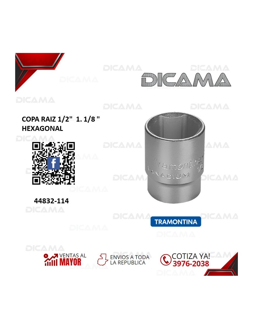 COPA RAIZ 1/2"  1. 1/8 " HEXAGONAL