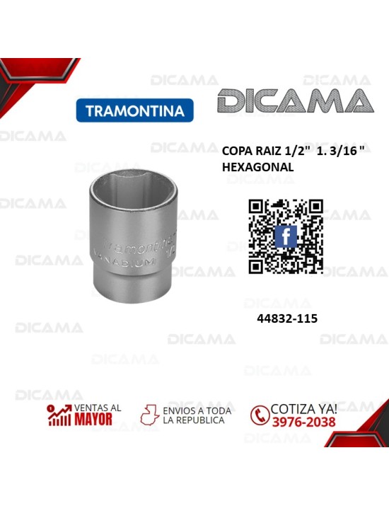 COPA RAIZ 1/2"  1. 3/16 " HEXAGONAL