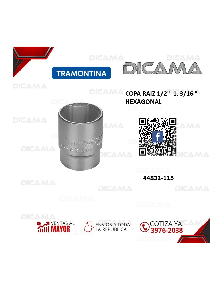 COPA RAIZ 1/2"  1. 3/16 " HEXAGONAL