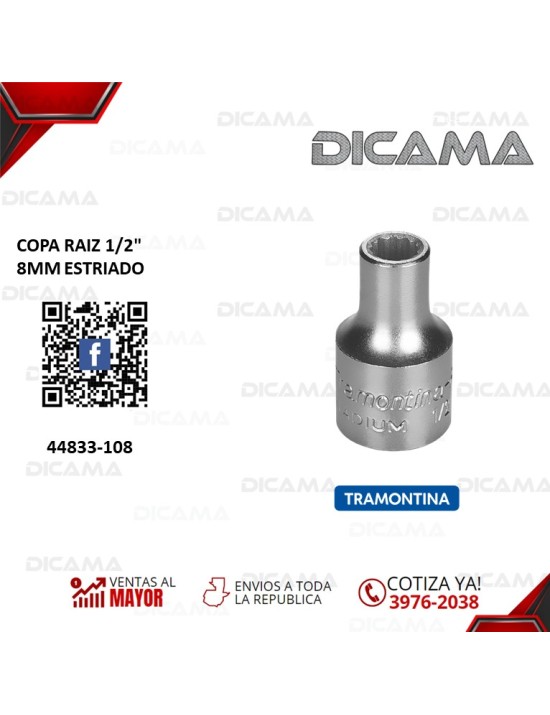 COPA RAIZ 1/2" 8MM ESTRIADO