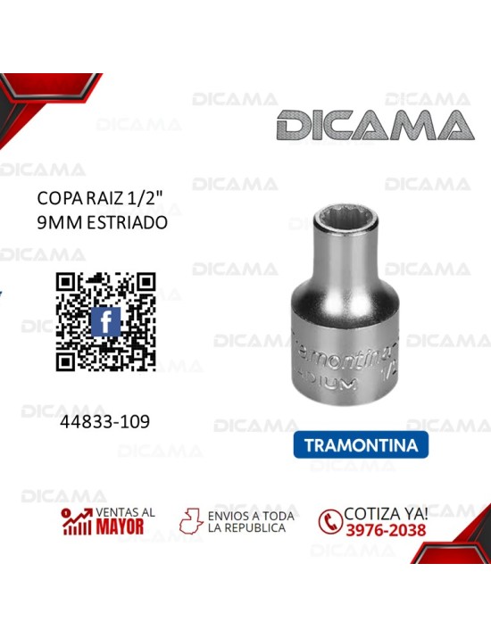 COPA RAIZ 1/2" 9MM ESTRIADO