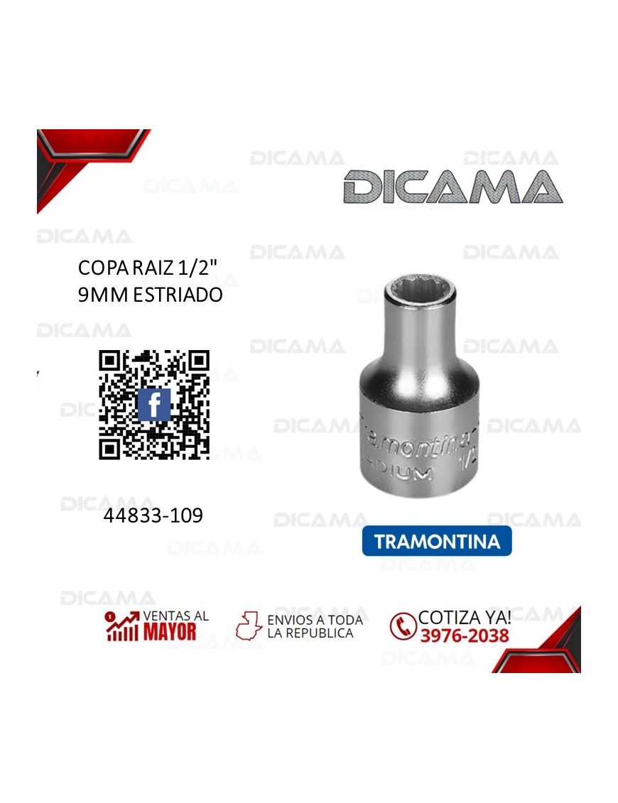 COPA RAIZ 1/2" 9MM ESTRIADO