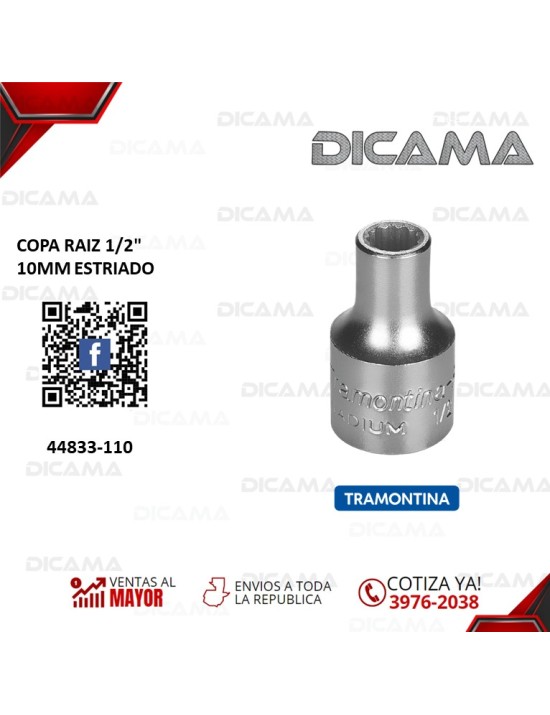 COPA RAIZ 1/2" 10MM ESTRIADO