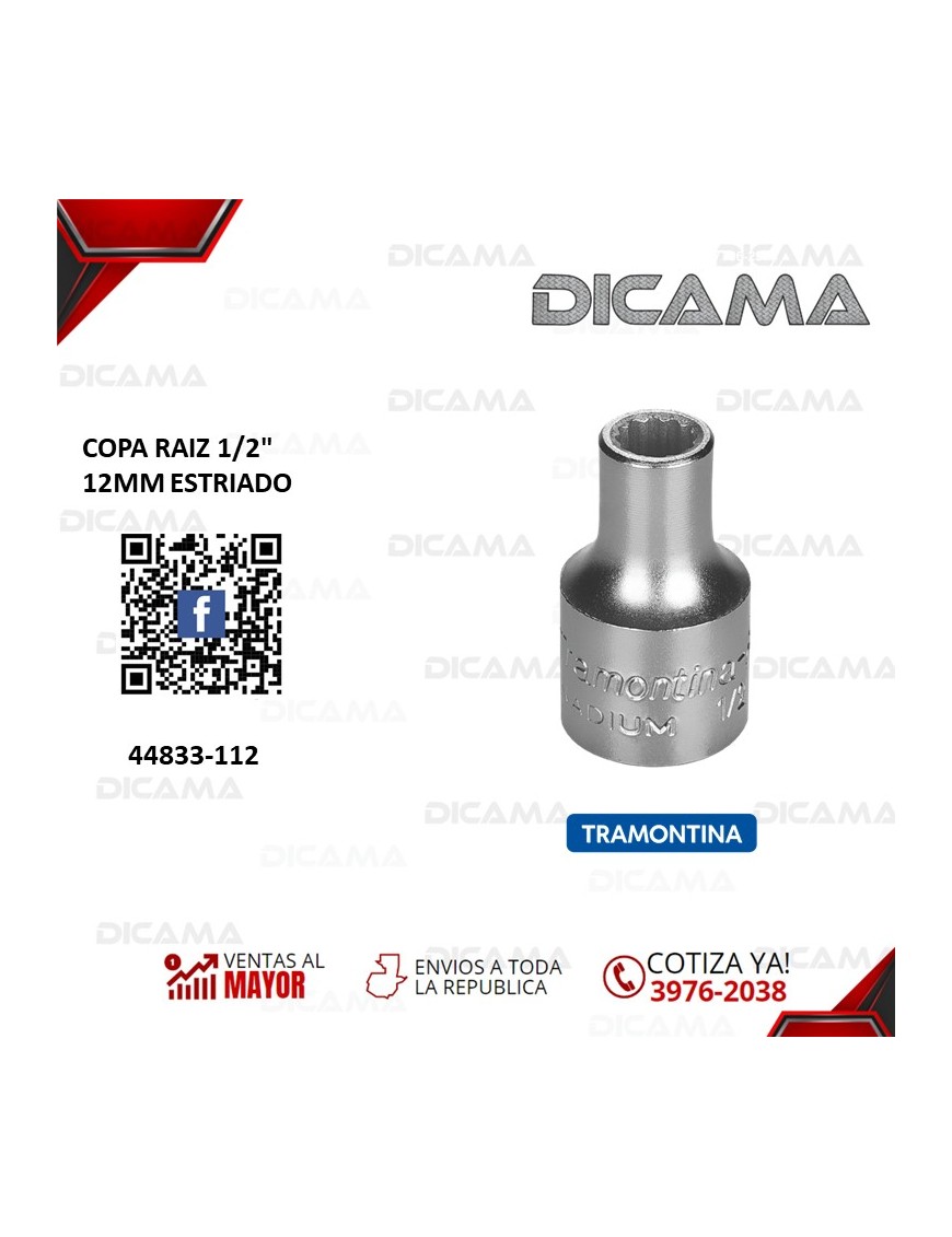 COPA RAIZ 1/2" 12MM ESTRIADO