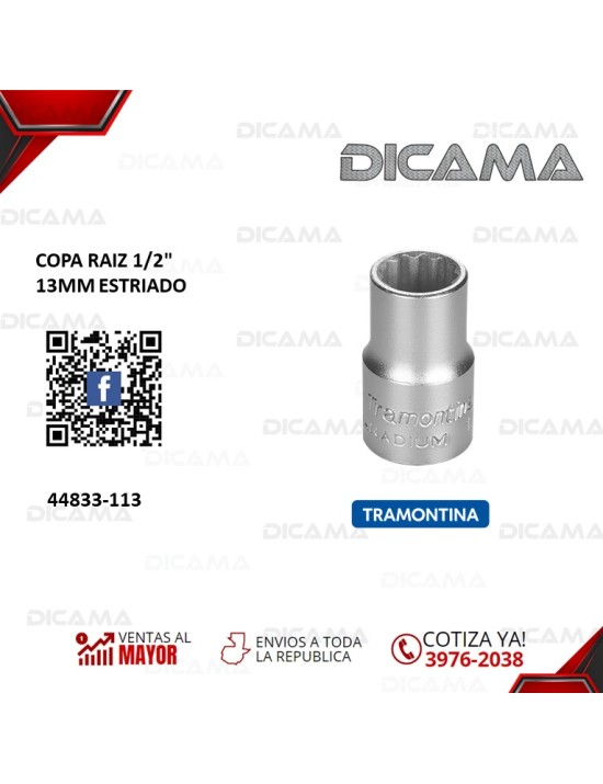 COPA RAIZ 1/2" 13MM ESTRIADO