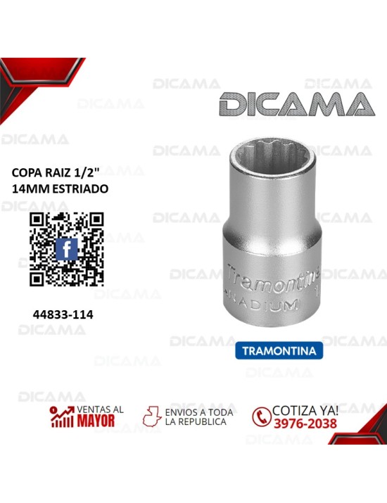 COPA RAIZ 1/2" 14MM ESTRIADO