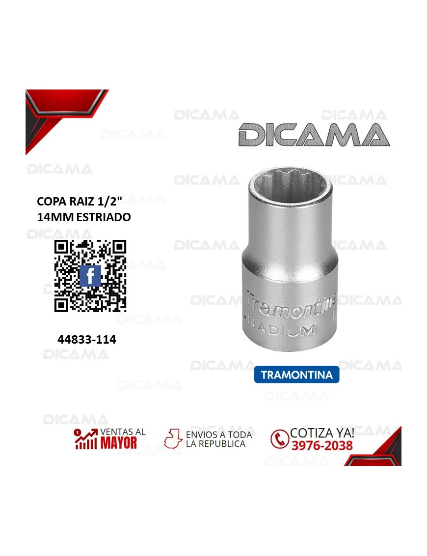 COPA RAIZ 1/2" 14MM ESTRIADO