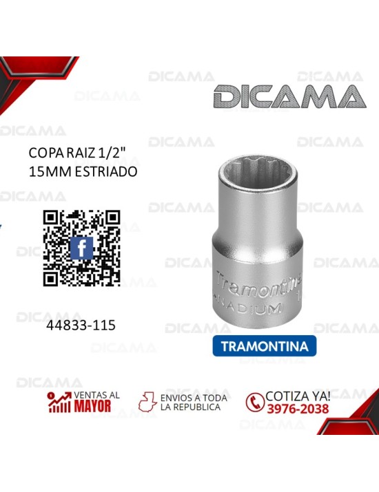 COPA RAIZ 1/2" 15MM ESTRIADO