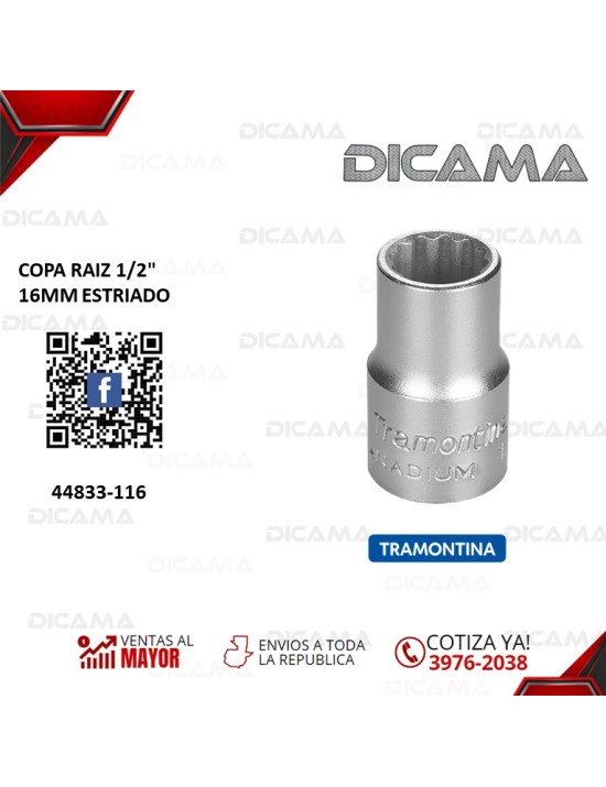 COPA RAIZ 1/2" 16MM ESTRIADO