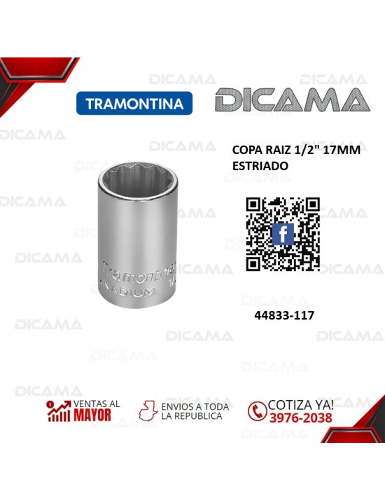 COPA RAIZ 1/2" 17MM ESTRIADO