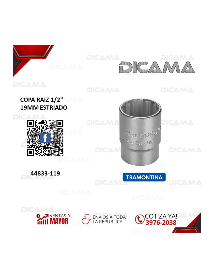 COPA RAIZ 1/2" 19MM ESTRIADO