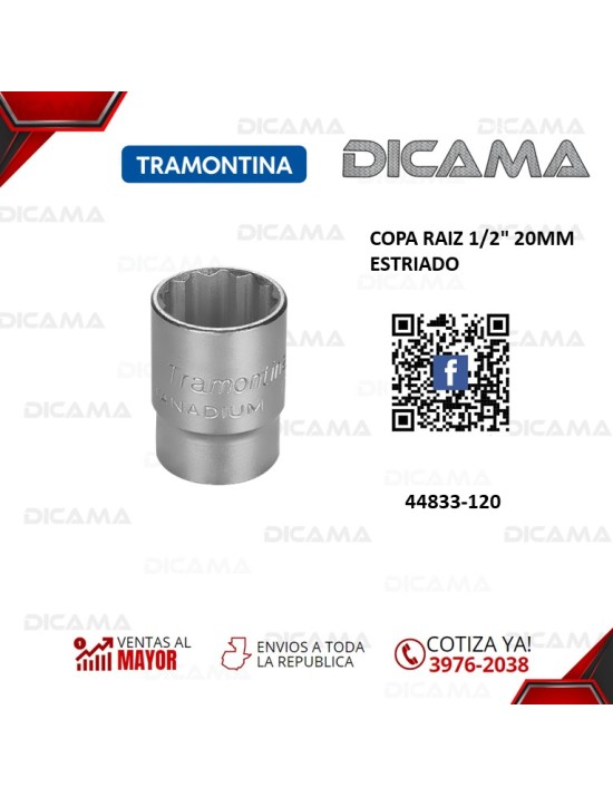 COPA RAIZ 1/2" 20MM ESTRIADO