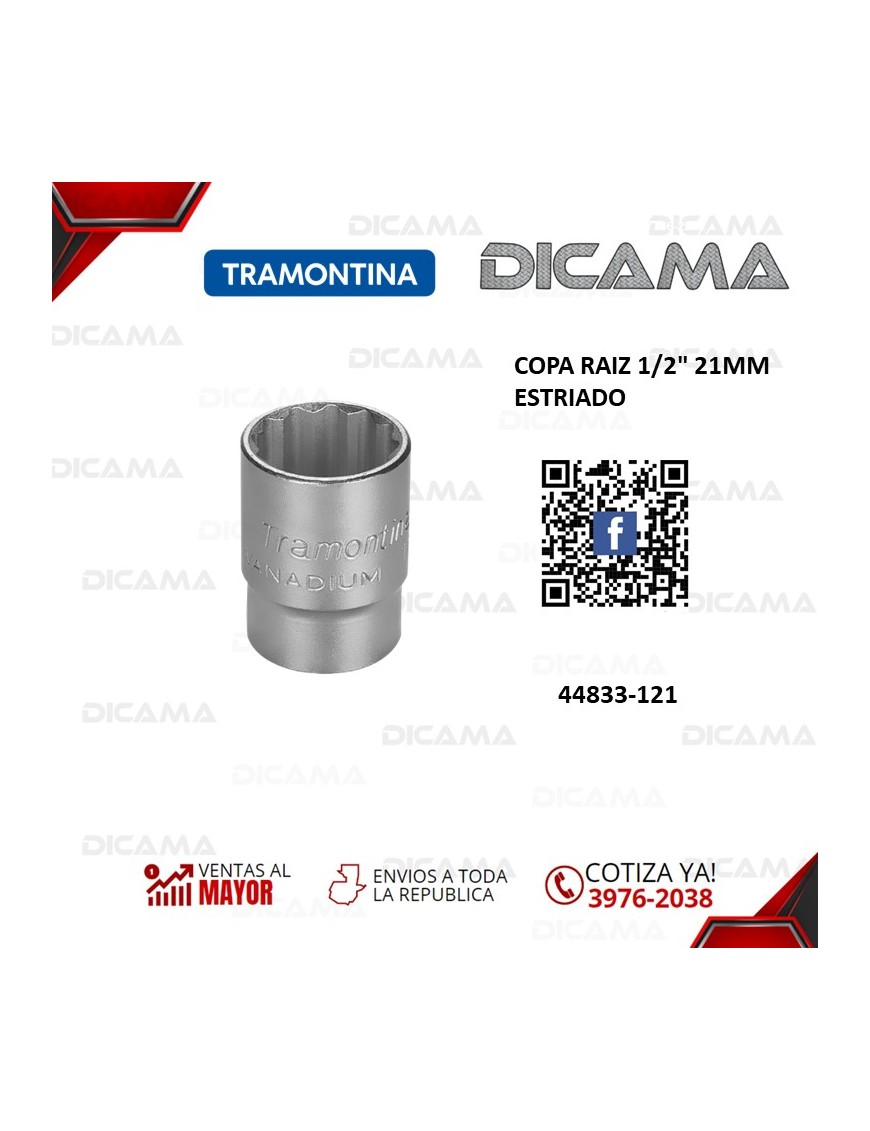 COPA RAIZ 1/2" 21MM ESTRIADO