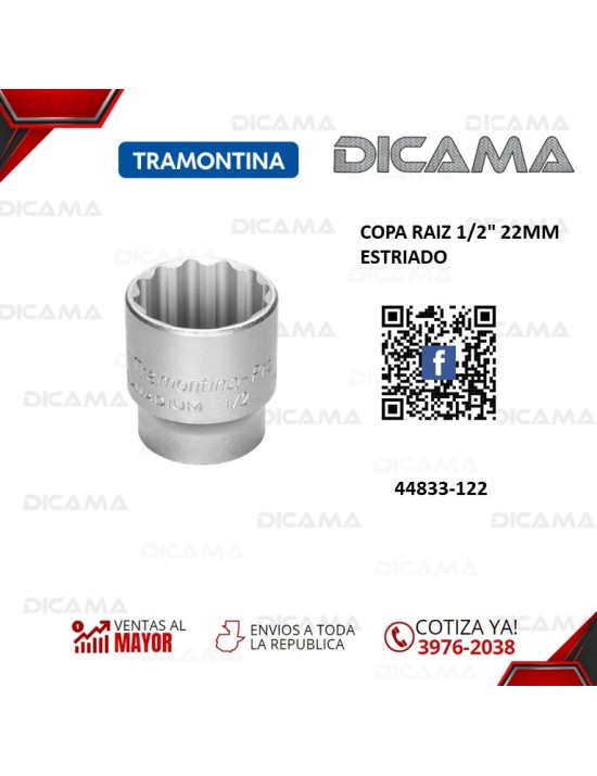 COPA RAIZ 1/2" 22MM ESTRIADO