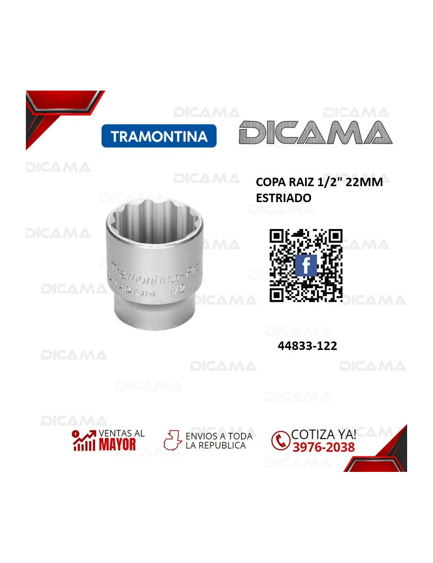 COPA RAIZ 1/2" 22MM ESTRIADO