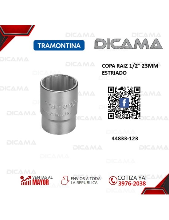 COPA RAIZ 1/2" 23MM ESTRIADO