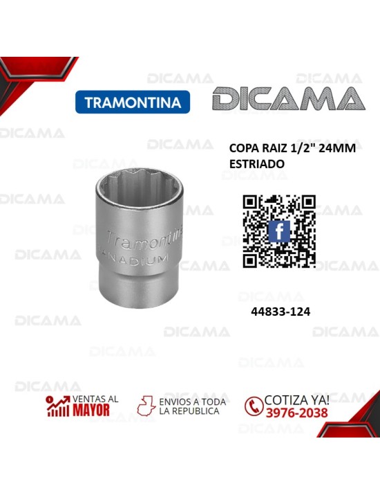 COPA RAIZ 1/2" 24MM ESTRIADO
