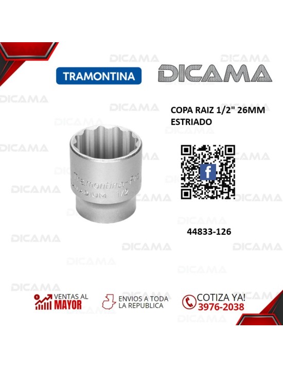 COPA RAIZ 1/2" 26MM ESTRIADO