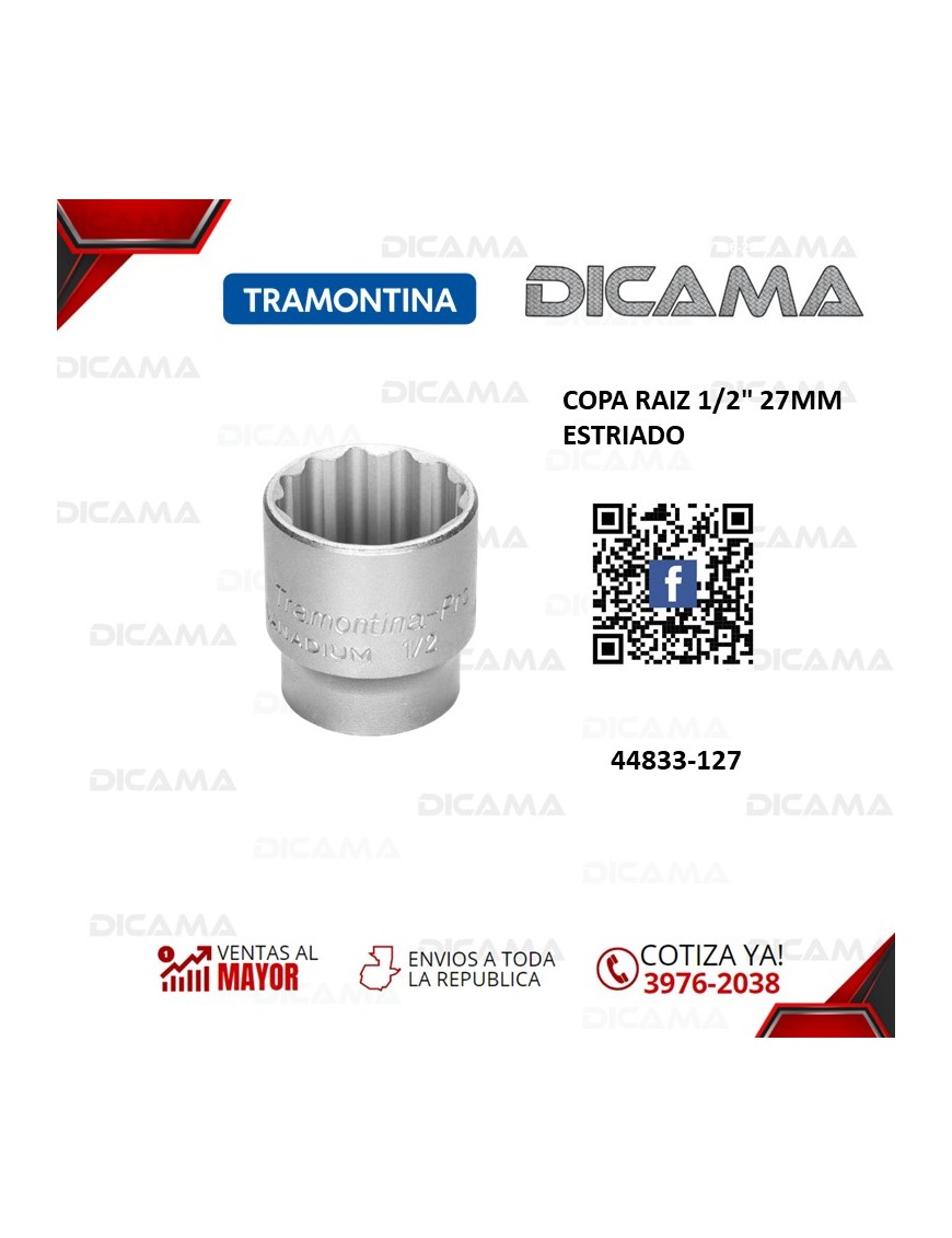 COPA RAIZ 1/2" 27MM ESTRIADO