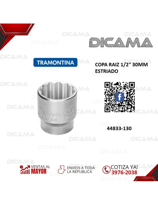 COPA RAIZ 1/2" 30MM ESTRIADO