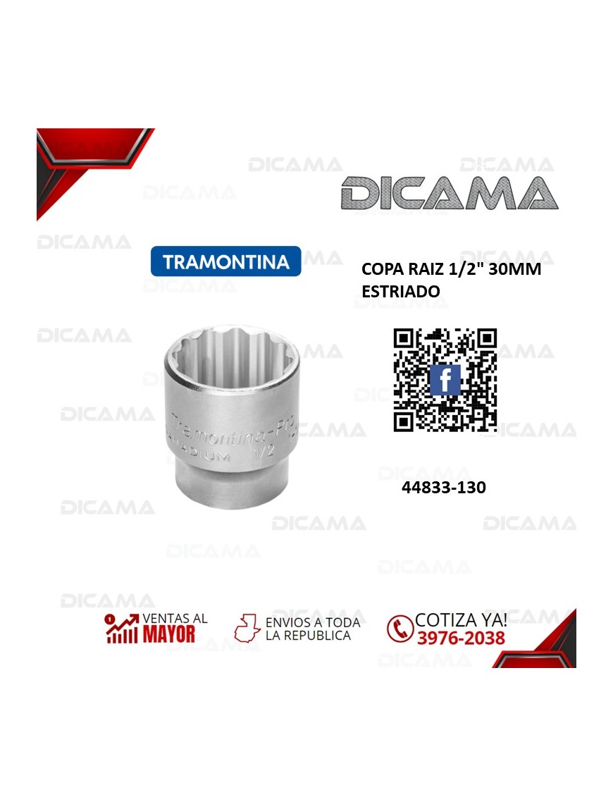 COPA RAIZ 1/2" 30MM ESTRIADO