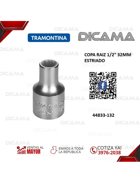 COPA RAIZ 1/2" 32MM ESTRIADO
