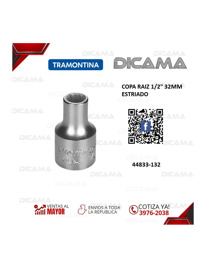 COPA RAIZ 1/2" 32MM ESTRIADO