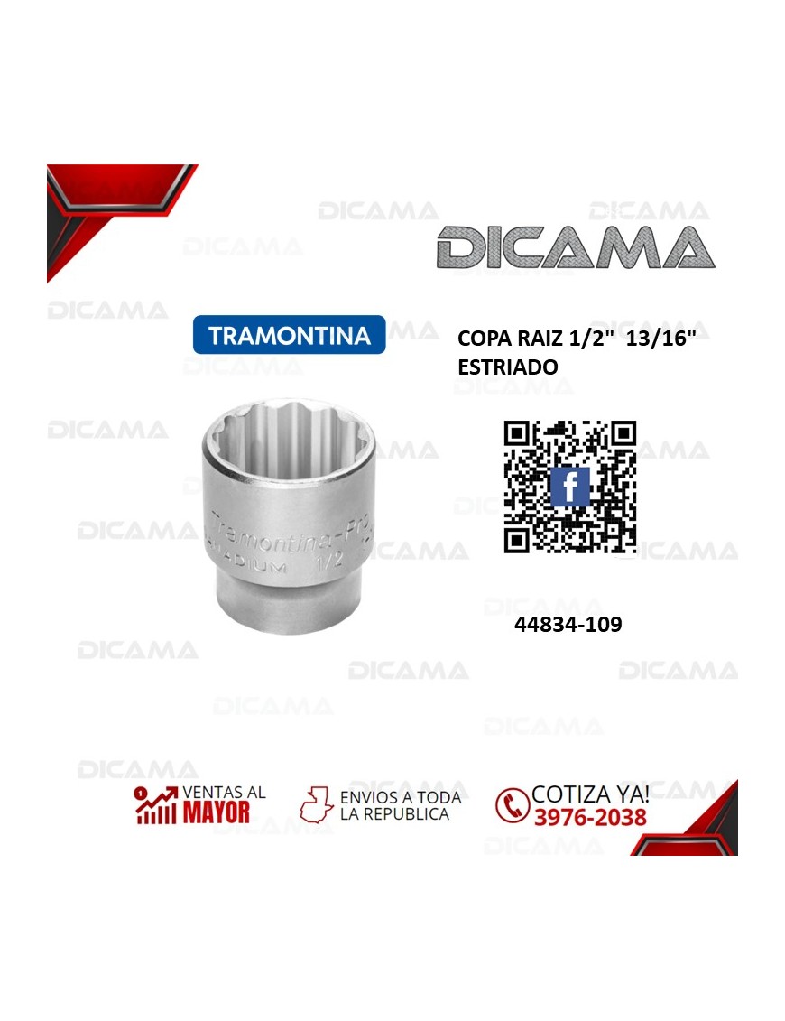 COPA RAIZ 1/2"  13/16" ESTRIADO