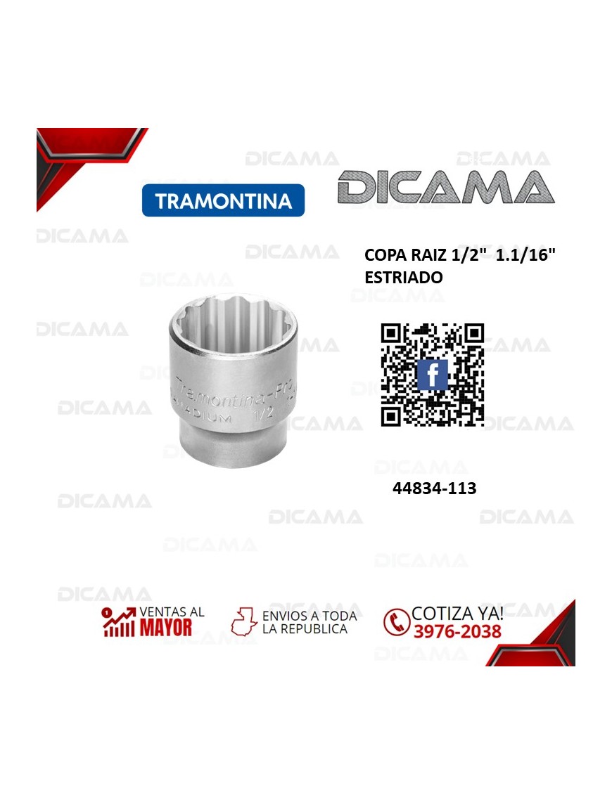 COPA RAIZ 1/2"  1.1/16" ESTRIADO