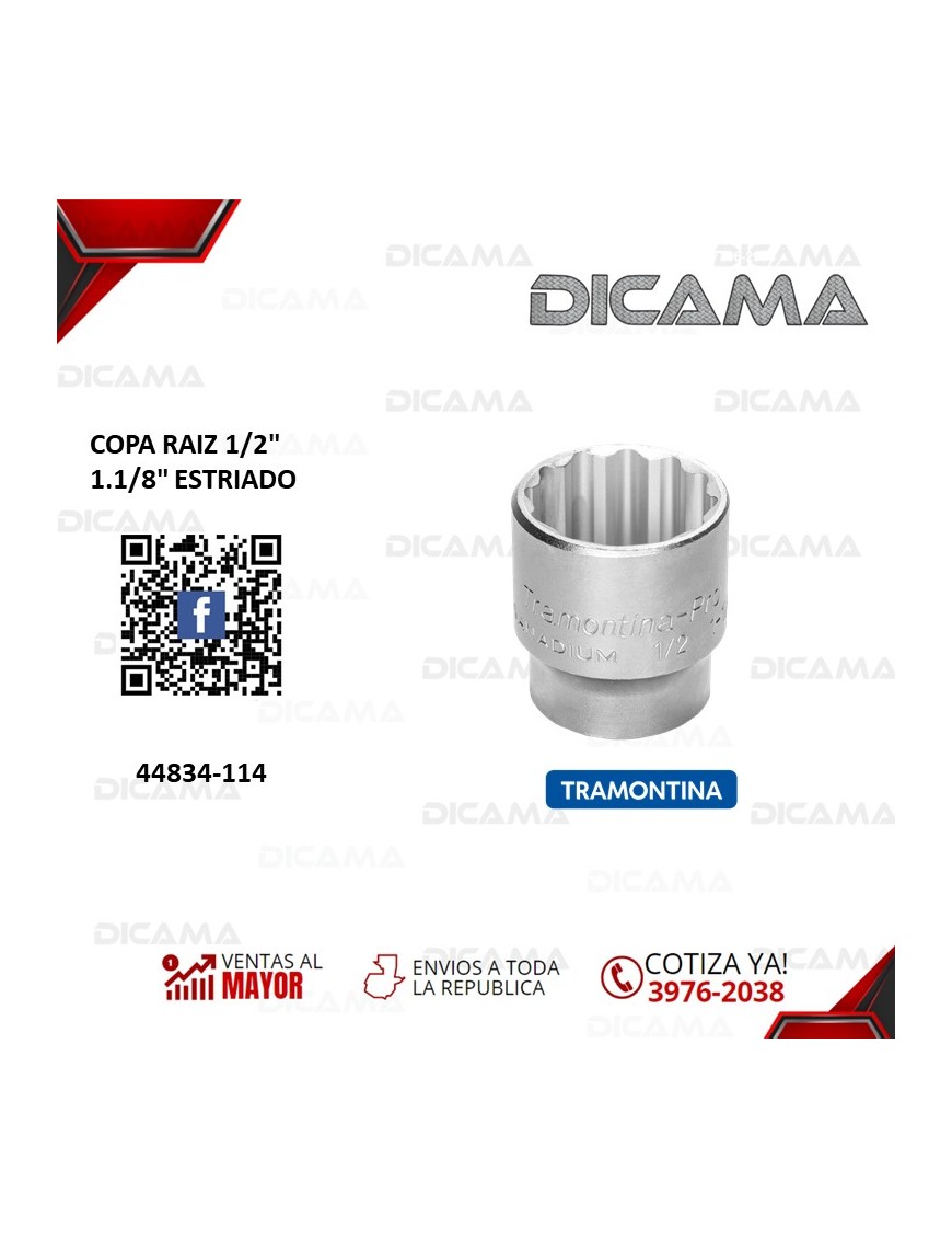 COPA RAIZ 1/2"  1.1/8" ESTRIADO