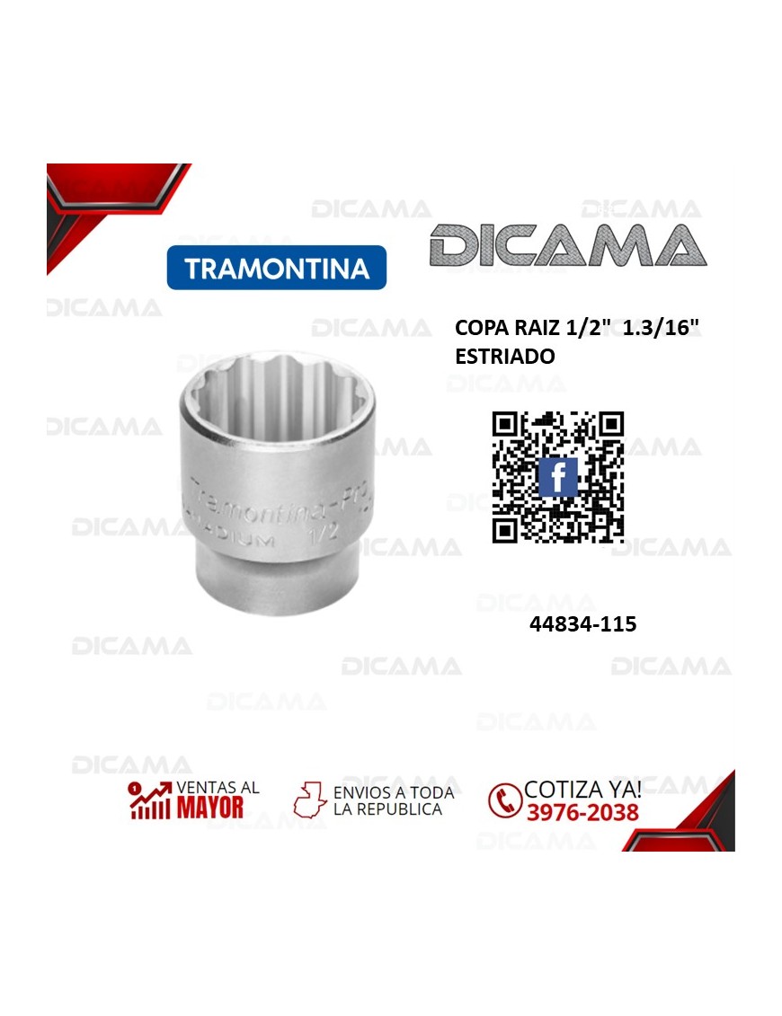 COPA RAIZ 1/2"  1.3/16" ESTRIADO