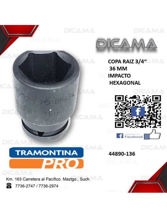 COPA RAIZ 3/4" 36MM IMPACTO HEXAGONAL