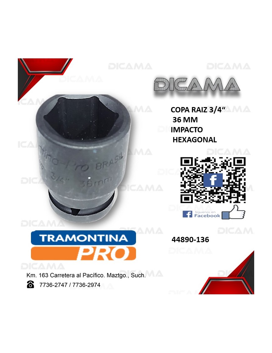 COPA RAIZ 3/4" 36MM IMPACTO HEXAGONAL