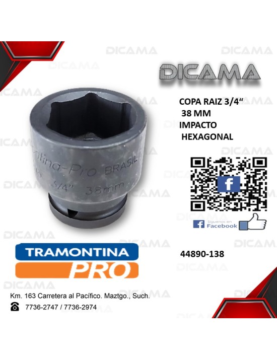 COPA RAIZ 3/4" 38MM IMPACTO HEXAGONAL