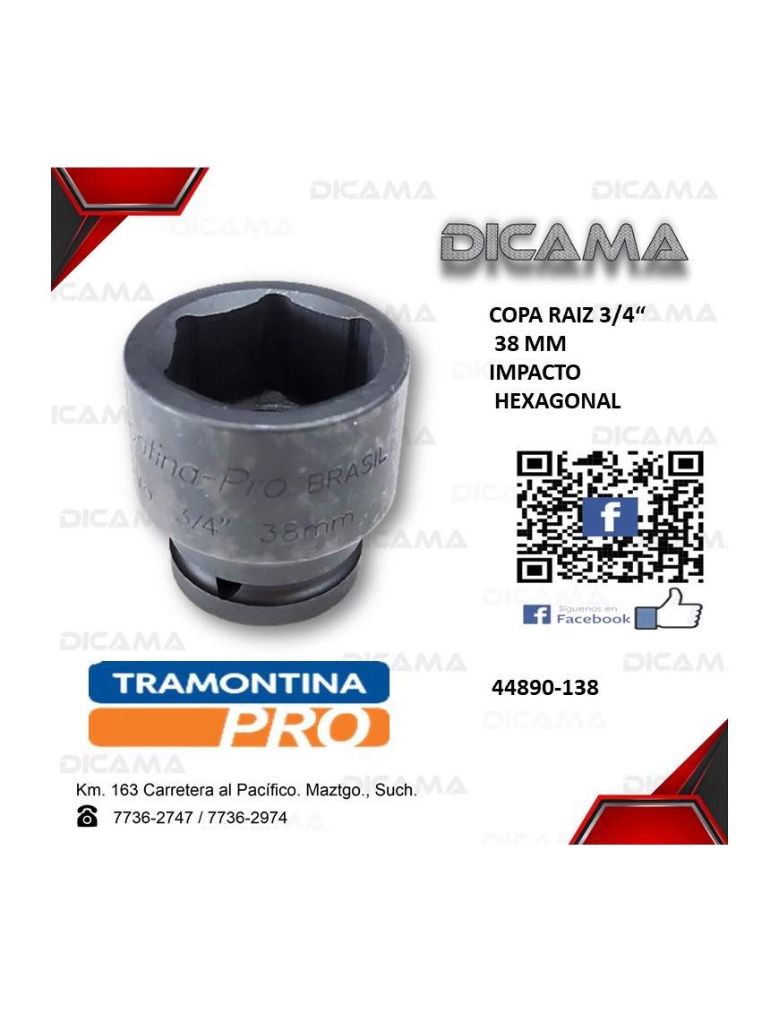 COPA RAIZ 3/4" 38MM IMPACTO HEXAGONAL