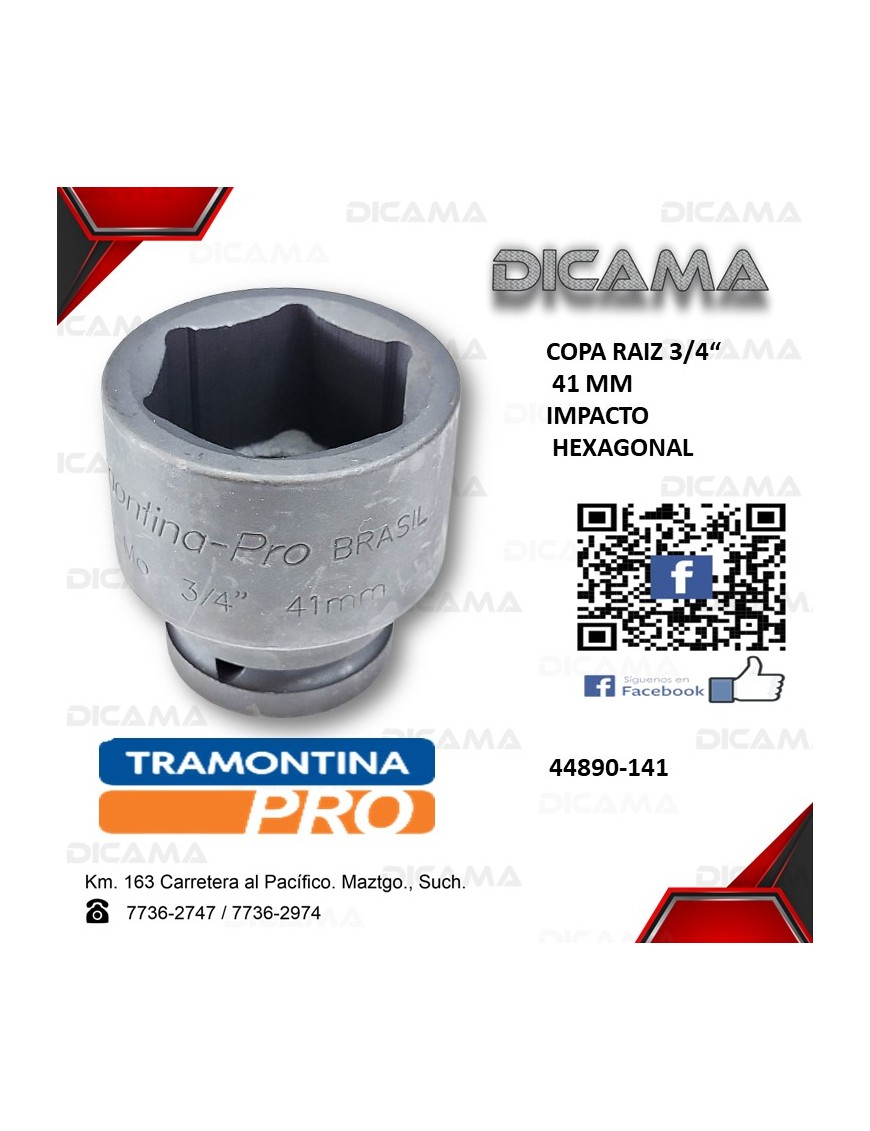 COPA RAIZ 3/4" 41MM IMPACTO HEXAGONAL