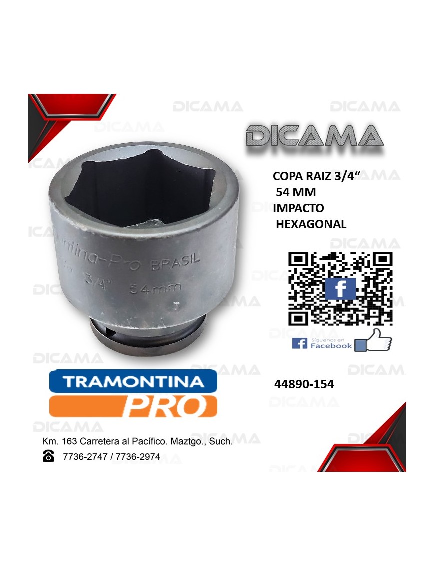COPA RAIZ 3/4" 54MM IMPACTO HEXAGONAL