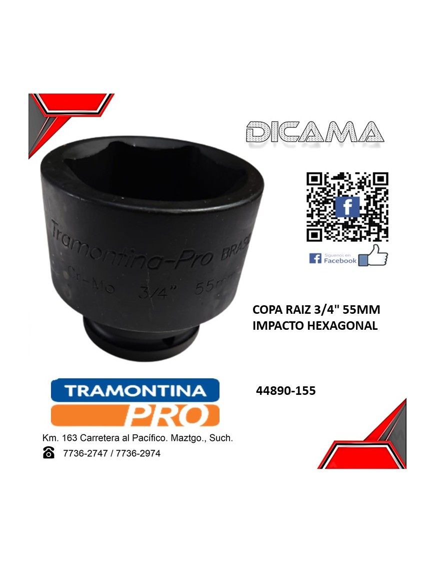 COPA RAIZ 3/4" 55MM IMPACTO HEXAGONAL